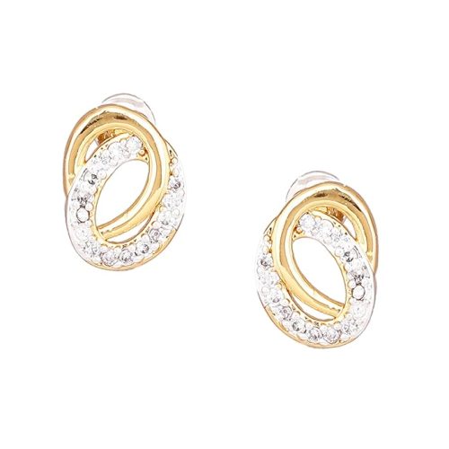 ad stone earrings 24kt gold & silver plated studs
