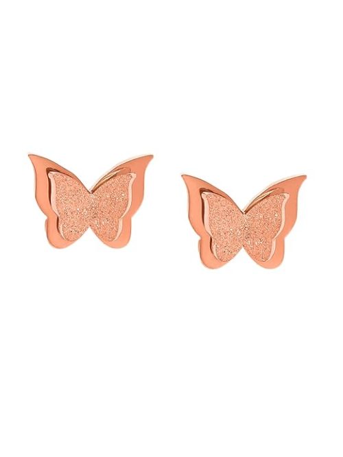 small stud earrings 2 rose gold plated butterfly studs