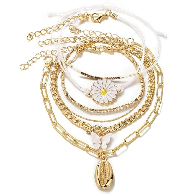 trending charm bracelet gold set of 6