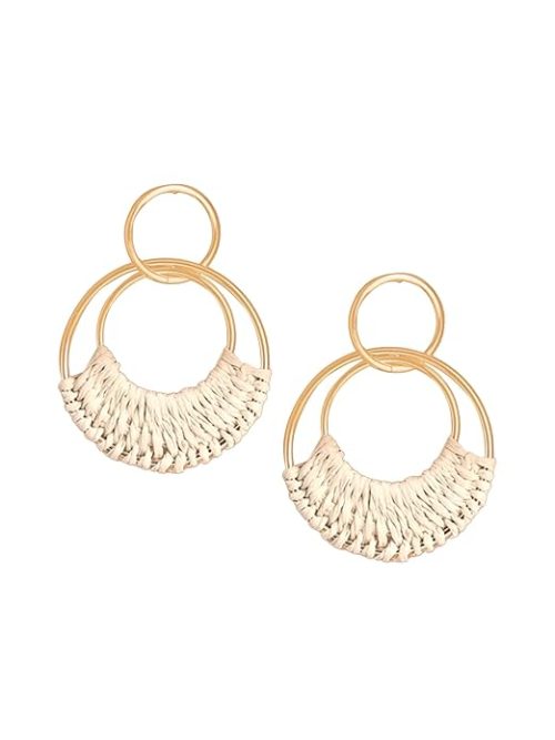 gold hoop earrings for women 2 circles shaped earrings