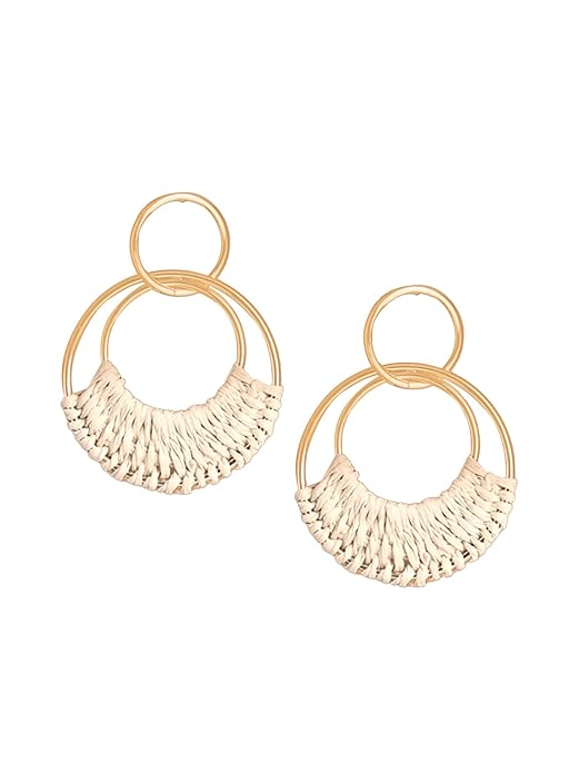gold hoop earrings for women 2 circles shaped earrings