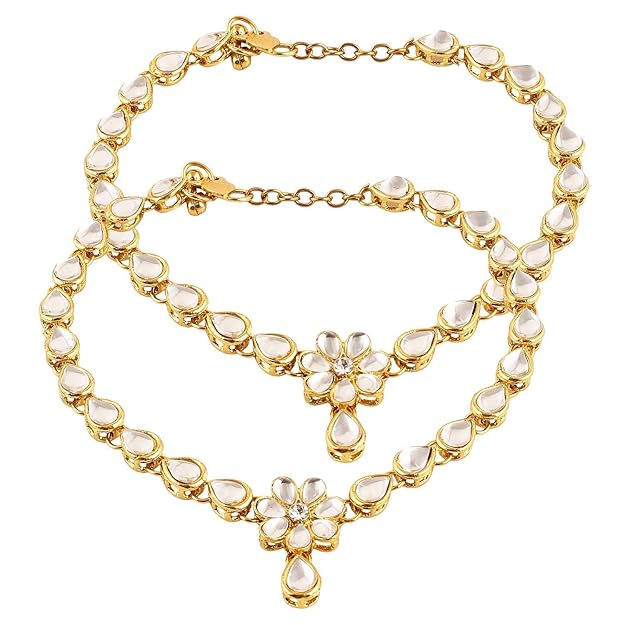 gold ankle bracelet traditional kundan anklets