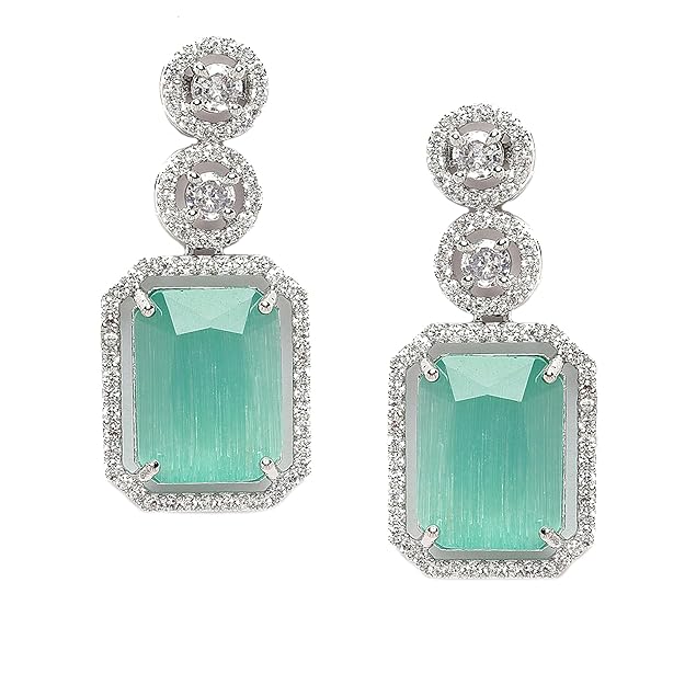 droplet diamond earrings 2 studded oval shaped emerald