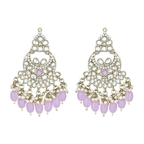 lavender pearls silver stone womens pearl earrings chandbali style