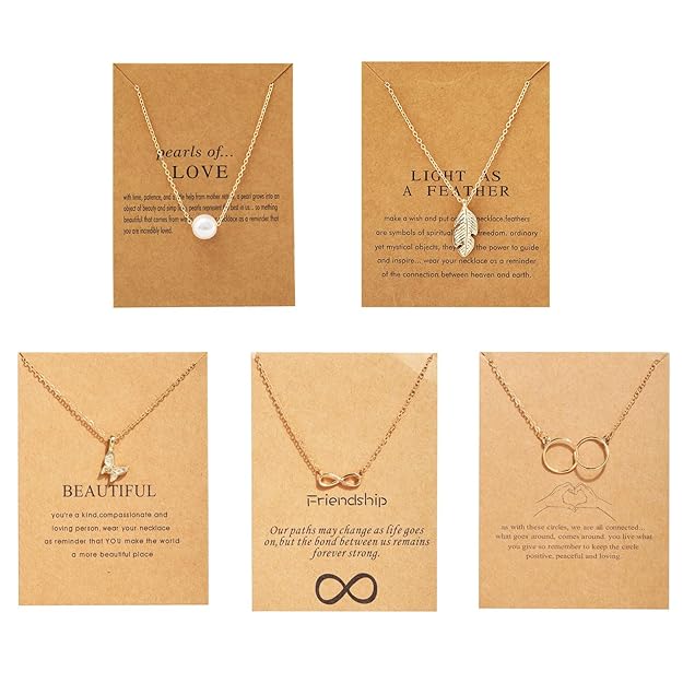 pearl pendant necklace combo 5 pc set