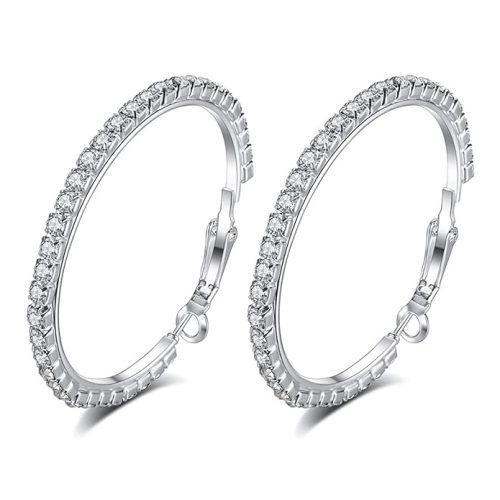 sterling silver hoop earrings studded crystal hoops