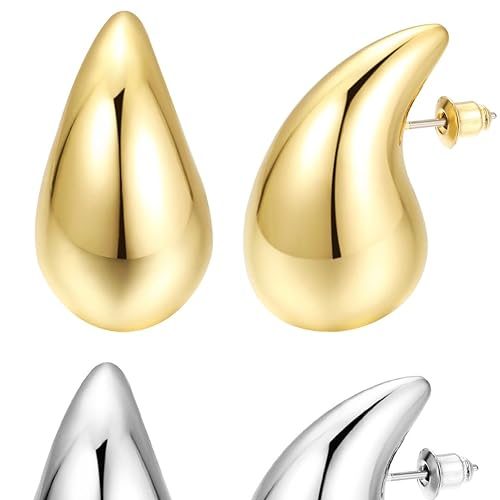 gold teardrop earrings 2 pairs combo waterdrop earrings