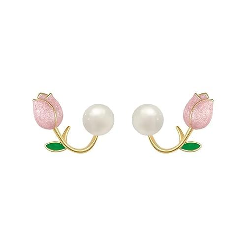 pearl stud earrings 2 tulip pearl stud korean style