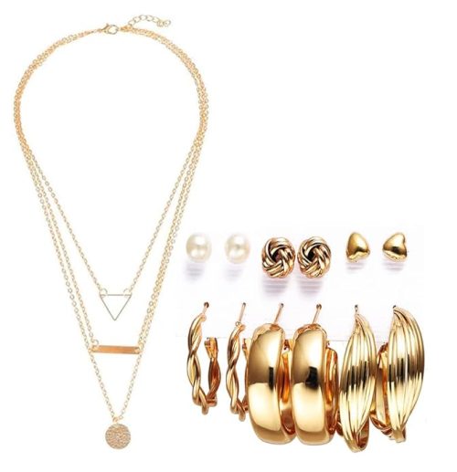 trendy western gold necklace women with earrings combo