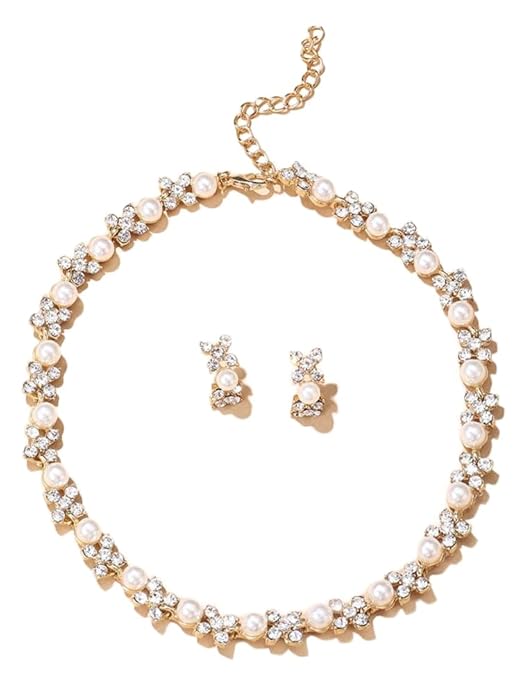 minimalist white pearl necklace choker rose gold with pearl studs